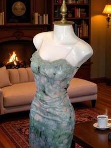 Vestido largo estilo vintage  Floral  Estampado Integral    Elegante  Casual    Espalda al aire - Multicolor - Ver 2