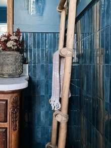 10/30pcs White Brick Pattern Self-Adhesive Tile Stickers, Easy To Peel And Stick Ceramic Tile, Waterproof Wallpaper Suitable For Living Room, Kitchen Backsplash, Bathroom, Zellige Style - Navy Blue - View 3