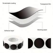 500pcs 25x25mm/1inch Black Round Scratch Stickers, Stamp Wedding Stickers, Self-Adhesive Scratch Sticker Scratch Card Game