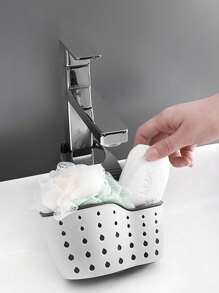 1PC Sink Hanging Drain Basket With Silicone Storage Box, Adjustable Shoulder Strap Drain Rack, Sponge Holder, Faucet Hanging Basket, Kitchen Storage Bag, Perfect For Storing Sponges And Rags In The Kitchen Kitchen Sink Shelf Soap Sponge Drain Rack Holder Double Decker Hanging Basket Storage Suction Cup Kitchen Organizer Sink Accessories Wash