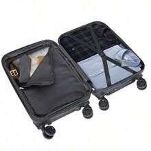 Hardside Carry On Spinner Suitcase Luggage Expandable With Wheels 22" Black - 預設 - 查看 9