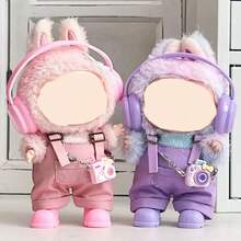 17cm Doll Clothes For Labubu Doll, Outfit Set Including Clothes, Headphones, Suspenders, Pants - Multicolor - View 2