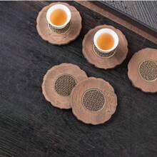 Lotus 竹木牛头杯垫，用于保护咖啡桌面 - 合金茶壶碟，用于火锅，日式防滑耐热杯垫，用于餐桌和厨房装饰，适用于各种杯子木制餐桌饮料 - 棕色 - 查看 4