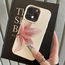 1 件白色哑光简约镜头保护手机壳，带可爱粉色花朵图案，适用于 16 Pro Max、15、14 Plus、13、12、11 防水防震防摔防刮 - 彩色 - 查看 4