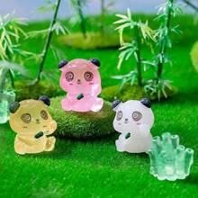 8 件发光熊猫微型雕像，可爱动物装饰，用于园艺、汽车、办公桌的树脂装饰品，夜光设计，小尺寸，适合景观美化、汽车装饰、桌面展示，展现可爱风格 - 彩色 - 查看 5