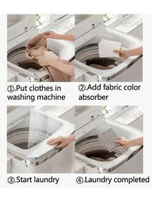300片/100片/50片/24片衣物染色吸片洗衣液洗衣机纸防染色药片床单被套袋防沾污衣物 - 白色 - 查看 5