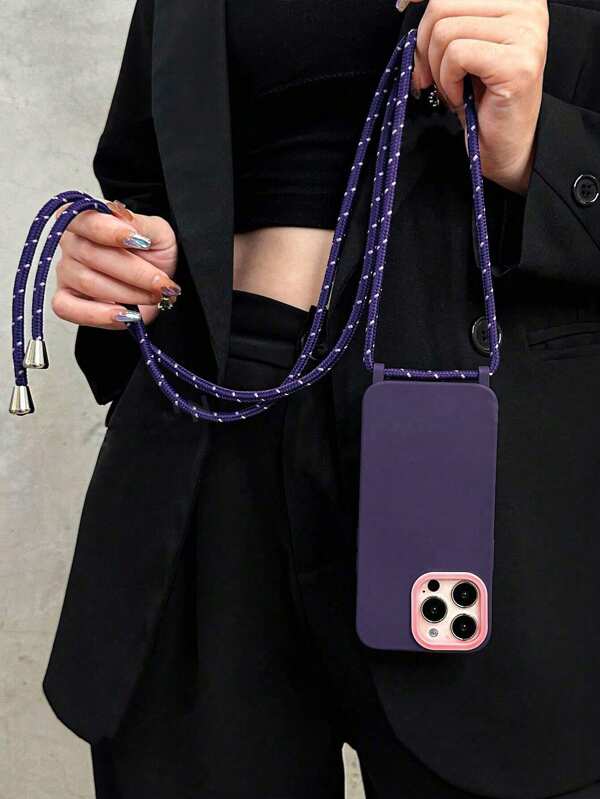 Purple Shockproof Thick Crossbody Strap Phone Case With Lanyard, Suitable For IPhone 16 Pro Max / 13, IPhone 16 / 15, Painted IPhone 15 Pro Max, IPhone 13/14/11/12 Pro Max, XS/XR/7/8/SE2, Galaxy S25/S25+/S25 Ultra, A16/A36/A26/A56/A50/A12/A32/A52/A72/A51/A21S/A13/A14, S24/S24+/S24 Ultra, S20/S23/S22, A53, S20 FE