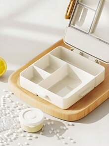 1pc Children's Portable Lunch Box, Microwave Lunch Box, Office Worker Lunch Box, Pp Material, Light And Beautiful, Material, Strong Buckle, Sealed And Leak-Proof, Multi-Grid Design, No Odor, Easy To Clean, Handle Design, Easy To Carry, Comes With Sauce Box - Multicolor - View 6