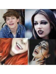 1/10 对万圣节吸血鬼僵尸假牙恶作剧玩具，派对獠牙服装化妆道具 - 彩色 - 查看 5