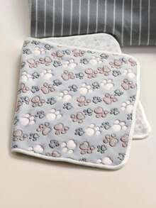 1 chiếc chăn lông cừu san hô in hình dấu chân mèo cưng, thích hợp cho mèo và chó nhỏ/vừa, mỏng và ấm áp cho mọi mùa, có thể dùng làm thảm ngủ - Màu Xám nhạt - Xem 17