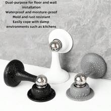 1/2 Pairs Of Powerful Magnetic Door Stops, Magnetic Door Stops For The Bottom Of The Door, Magnetic Door Stops, Double-Sided Tape, Matte Black Decorative Door Stops, Made Of Noise-Reducing Silicone, Easy To Install Without Drilling.