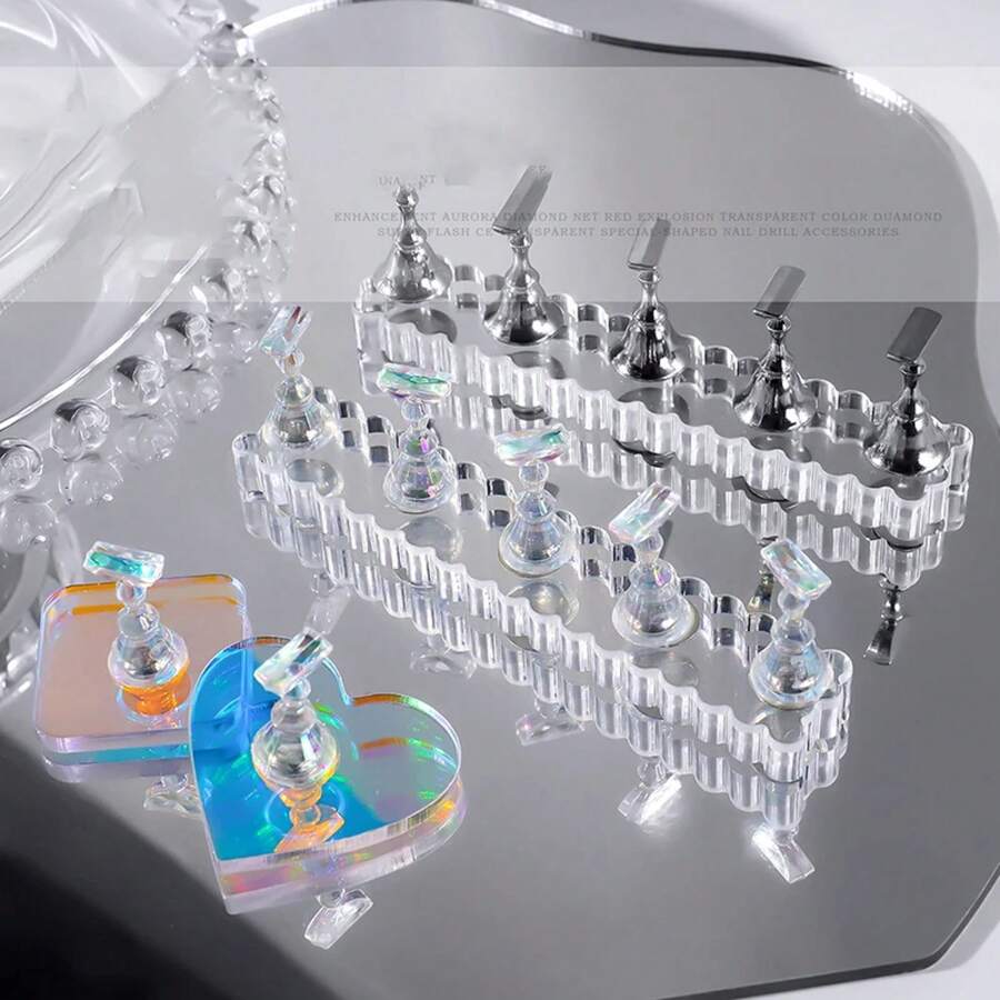 Soporte magnético para uñas, soporte de práctica para puntas de uñas postizas, soporte base Aurora, exhibidor de arte de uñas para salón de arte, bricolaje y práctica, 5 piezas/juego - 01 - Ver 1
