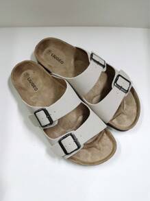 Fashionable Sandals With Soft Cork Sole, Comfortable Insole, Slip-On Mule Slides, Summer Outdoor Beach Walking Sandals, Unisex Couples Shoes - Beige - View 5