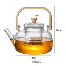 1 pieza Juego de tetera de vidrio con asa y base calefactora, tetera resistente al calor y a prueba de calor de color negro para uso doméstico, hervidor de agua saludable - transparente - Ver 13