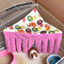Small Pet Hideaway House, Hanging Corner Hideout For Small Animals, Cozy Corner Pet Hammock Tent, Washable Play & Resting Habitat For Hamsters, Ferrets, Squirrels, Sugar Gliders, Chinchillas, Rabbits, Hedgehogs (Exclusive Pattern)