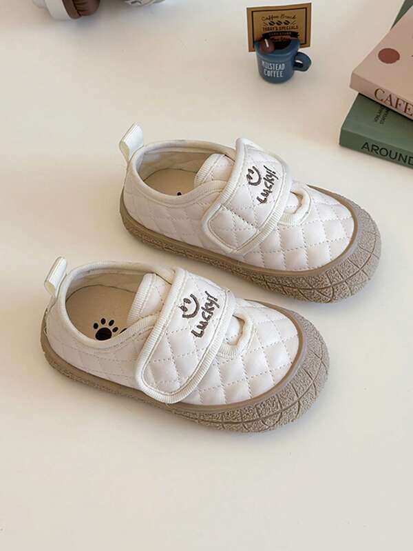 1 Pair Toddler Hook And Loop Cute Casual Shoes, Easy On/Off, Soft Sole, Suitable For Baby Daily Walking