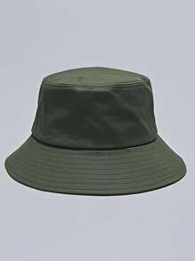 1 件男女通用纯色抽绳渔夫帽，户外旅行徒步休闲轻便时尚运动太阳帽，适合所有年龄段，夏季防晒 - 軍綠色 - 查看 2