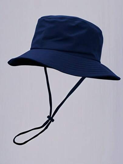 1pc Unisex Solid Color Bucket Hat With Drawstring, Outdoor Travel Hiking Casual Lightweight Fashionable Sports Sun Hat, Suitable For All Ages, Summer Sun Protection