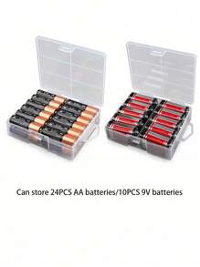 1/2pcs Transparent Battery Storage Box, Can Hold 24pcs AA Or 24pcs AAA Batteries, Back To School