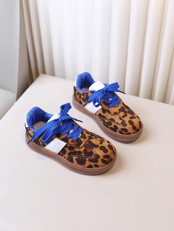1 Pair Unisex Leopard Print Back To School Children's Comfortable Casual Outdoor Sports Shoes, Suitable For Spring And Autumn