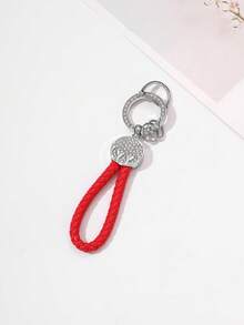 1pc Rhinestone Leather Keychain, Deer Horn Design Meaning "With You All The Way", Available In Black, Dark Brown, Blue, Light Brown, Pink, Rotatable Silver Head, Zinc Alloy Material, Minimalist, High-End, Suitable As Small For Friends And Family Halloween Accessories Teachers Day Christmas Gift Ideas Bag Accessories Lanyards With Id Holder Car Accessories Bag Charms