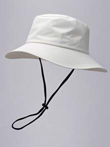 1pc Unisex Solid Color Bucket Hat With Drawstring, Outdoor Travel Hiking Casual Lightweight Fashionable Sports Sun Hat, Suitable For All Ages, Summer Sun Protection
