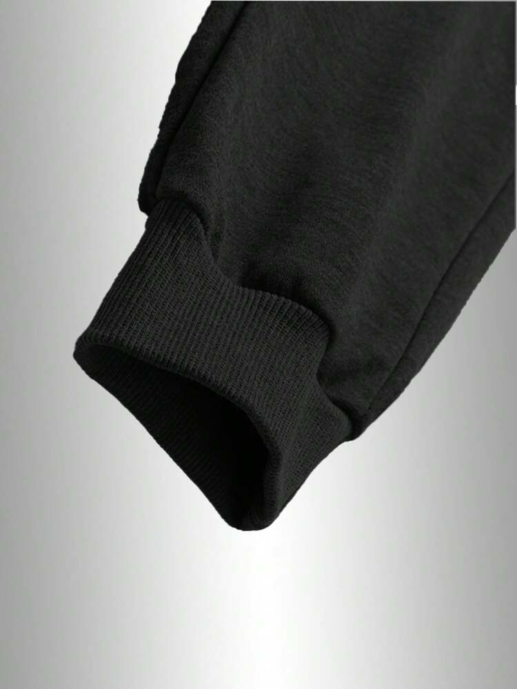 男士春秋季休闲运动裤 - 配有腰带和拉链口袋，适合跑步、徒步旅行和户外活动，情人节礼物 - 黑色 - 查看 5