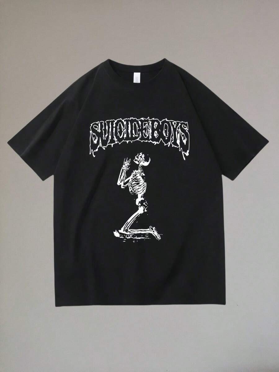 Fashion Suicideboyss G59 Shirt Suicideboy Tour Shirt Suicideboyss Merch American Hip-Hop Round Neck Casual T-Shirt Harajuku - 黑色 - 查看 1