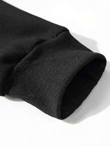 男士休闲时尚卫衣，加厚保暖，秋冬季长袖上衣 - 黑色 - 查看 4