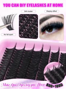 544/640 Stücke Wimpernbüschel D-Locken Einzelwimpern, mit Kleber und Versiegelung, Augenbrauenpinsel, Pinzette Set für Anfänger, weich und natürlich aussehende Kunstwimpern zum Vergrößern der Augen, dicke & natürlich flauschige DIY segmentierte Wimpern für verschiedene Augen-Make-up-Looks, Wimpern+Wimpernverlängerungs-Kleber+Pinzetten Set einfach zu verwenden, Starter-freundlich, flauschiger dichter Kunstwimpern-Set, geeignet für Alltag, Outdoor, Date, Augen-Make-up, Studenten Rückkehr zur Schule Geschenk Wimpernbüschel Set, Wimpern, Kunstwimpern