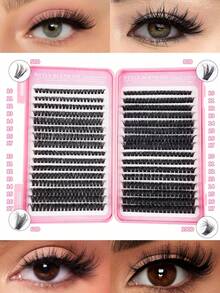 2024 新款 608/640 颗睫毛簇浓密防水簇睫毛 C/D 卷曲仿貂皮簇睫毛延长蓬松单根睫毛大容量睫毛适用于 DIY 睫毛延长 - C - 查看 2