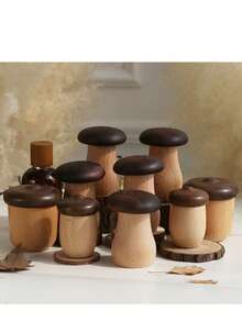 Charming Mushroom Shaped Toothpick Holder - Black Walnut Wood, Perfect For Kitchen And Dining Room Decor, Ideal Gift For Valentine's Day, Thanksgiving, Mother's Day And Father's Day - Coffee Brown - View 7