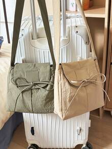 Ladies' Crossbody Bag Korean Version Retro Flip Cover Large Capacity Bow Design Casual Versatile Class Shoulder Bag Lightweight Commuting Backpack - Multicolor - View 5