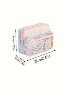 1pc Customizable Large Capacity Pencil Case - Pencil Box, Stationery Bag, Embroidered Name Available, Suitable For Office, School Supplies Storage, Fashion Zipper Bag, Transparent Design Storage Bag, Back To School Gift,Multi-Functional,Ornamental,Reusable,Modern,Colorful,Cute,Vintage,Cartoon,Kawaii,Custom,Personalized,Unique,Customized,Workers,Clients,Students,For Business/Work/Office,For School,Multi-Functional,Ornamental,Reusable,Modern,Colorful,Cute,Vintage,Cartoon,Kawaii,Custom,Personalized,Unique,Customized,Workers,Clients,Students,For Business/Work/Office,For School - Multicolor - View 3