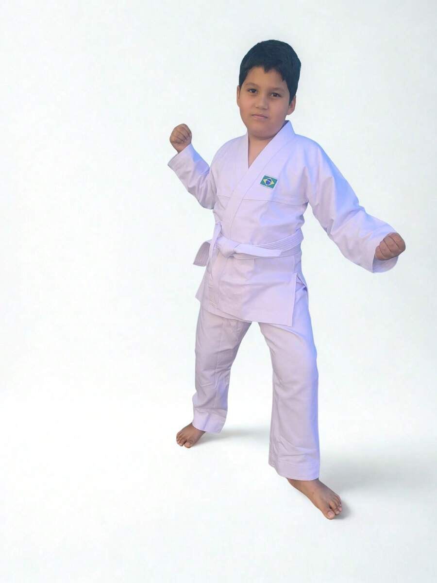 Children's Karate Kimono With Free Belt - trắng - Xem 1