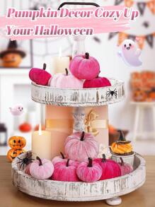 6pcs Faux Velvet Foam Fabric Pumpkins Decoration, Fall Pumpkins Decoration For Home, Assorted Velvet Pumpkins Fake Pumpkins, Pink Velvet Pumpkin Foam, Artificial Fall Table Decor, Reusable Thanksgiving, Autumn Table Centerpiece, Velvet Craft Pumpkin For Fall Home Farmhouse Harvest Thanksgiving Decorative