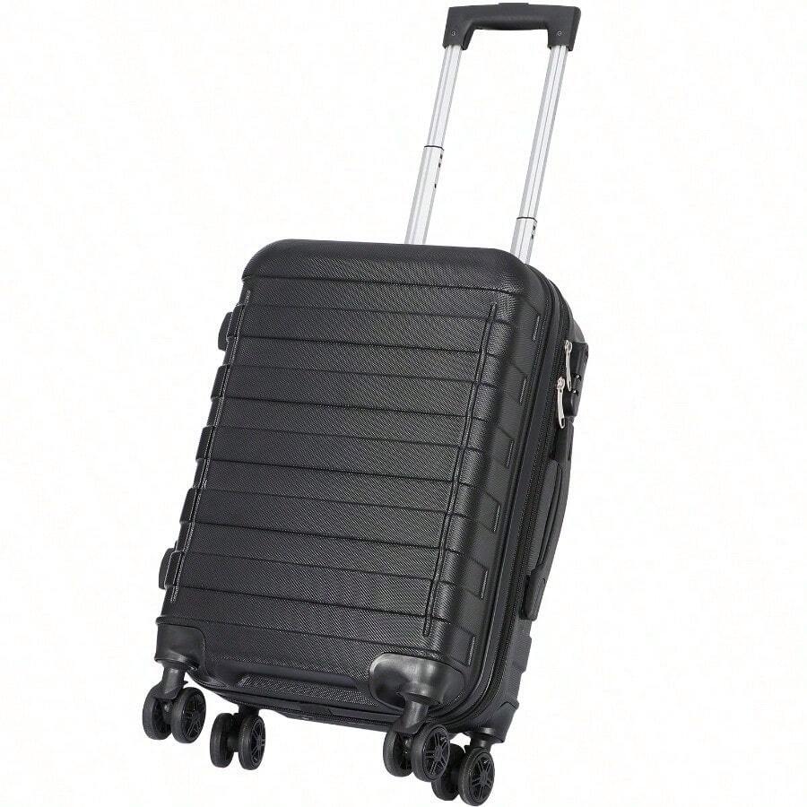 Hardside Carry On Spinner Suitcase Luggage Expandable With Wheels 22" Black - 預設 - 查看 1