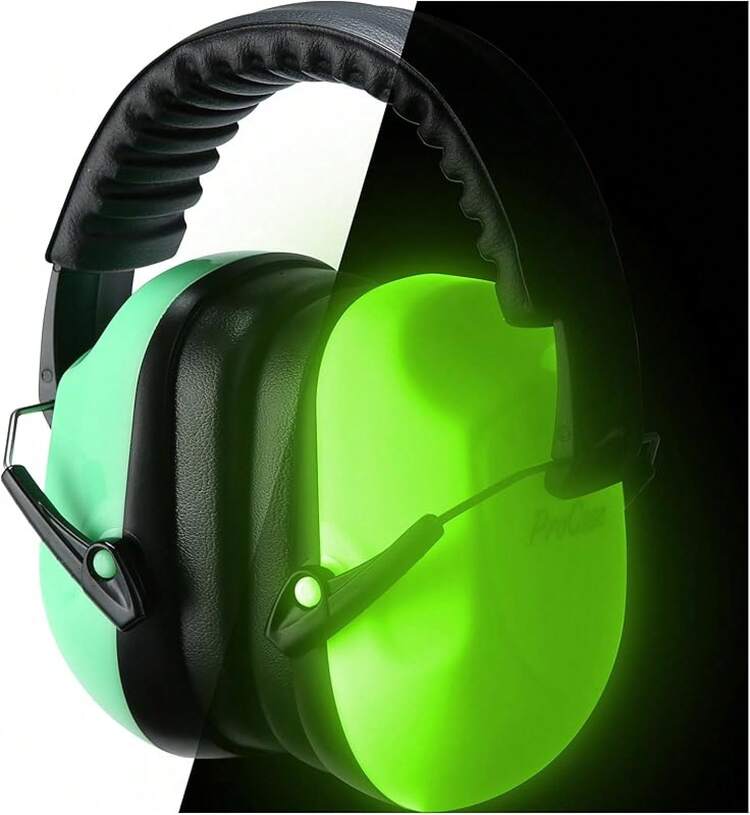 Procase Orejeras contra Ruido, Protector Auditivo NRR 28 dB Cancelación de Ruidos Profesional Earmuff para Protección del Oído en Campo de Disparo Temporada de Caza y Lugar Ruidoso -Rojo - Verde cian - Añade 13