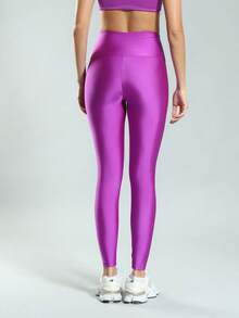 FITNATION Fitness Leggings In Trilobal Fabric With Shine And High Elasticity And Support - Purple - View 4