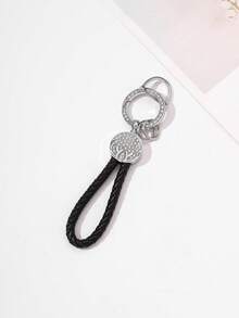 1pc Rhinestone Leather Keychain, Deer Horn Design Meaning "With You All The Way", Available In Black, Dark Brown, Blue, Light Brown, Pink, Rotatable Silver Head, Zinc Alloy Material, Minimalist, High-End, Suitable As Small For Friends And Family Halloween Accessories Teachers Day Christmas Gift Ideas Bag Accessories Lanyards With Id Holder Car Accessories Bag Charms