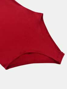 Women 2Pcs Elegant Red Fitted High Stretch Long Sleeve Bodysuit With Ruffle Elastic Waist Long Skirt, Fall Women Clothes, Halloween Clothes, Suit For Christmas