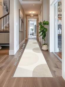 1 块米色地毯，现代简约风格，长条地毯，900 克/平方米，0.5 厘米厚度，防滑，可水洗和机洗，家居装饰，客厅，厨房，走廊，卧室，餐厅，办公室，四季皆宜