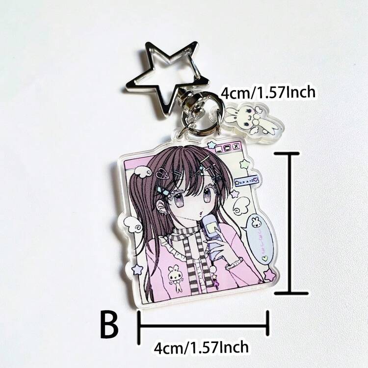 1件原装JK制服Y2K复古粉色爱心日系校园风可爱休闲街头派对亚克力钥匙扣、手机挂饰、学校纪念品、包包挂件，适合所有季节、公司活动、送给女朋友的万圣节配饰、教师节、圣诞节礼物创意、包包配饰、带证件夹的挂绳、汽车配饰、包包挂饰、车内姐妹 - 彩色 - 查看 10