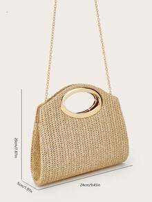 AIBBYDAR 卡其色时尚编织手提包，女士百搭单肩包，适合度假、海滩、商务通勤、休闲、简约等各种场合。 - 卡其色 - 查看 9