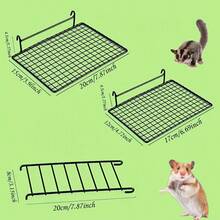 Set de 3 piezas Plataforma de descanso para hámster de dos capas con escalera de acero inoxidable, plataforma colgante de juego y de pie para hámster, estructura de escalada y alimentación multifuncional para roedores, área de juego, entrenamiento y ejercicio para roedores, plataforma para jaula de hámster pequeña, casa de juegos para mascotas pequeñas, múltiples modelos de material de acero inoxidable, adecuado para hámsters, ardillas voladoras, todos los roedores y aves de jaulas para mascotas pequeñas