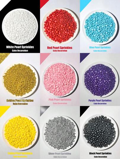 130g/4.59oz 蛋糕装饰用洒粉，圆形珍珠洒粉，用于冰淇淋、纸杯蛋糕、烘焙、饼干、蛋糕配料，适用于婚礼派对、生日派对、圣诞派对甜点装饰，仅用于装饰
