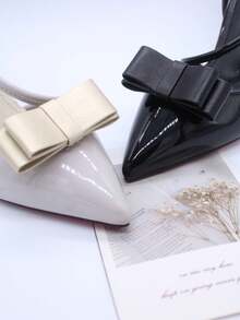 Removable High-Quality PU Sheepskin Bow Shoe Decoration, Shoe Flower, Shoe Buckle, Removable Shoe Ornament, Basic Beach Shoe Accessories - Multicolor - View 5