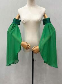1pc Black Chiffon With Puff Sleeves & Grim 2 Elastic For Halloween Party Bride Sleeve Accessory