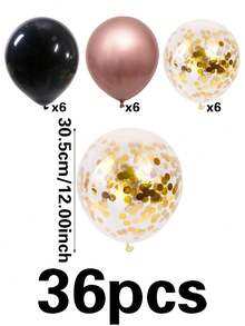 18pcs/Set Metallic Rose Gold & Black Balloons,Christmas - Rose Gold - View 4