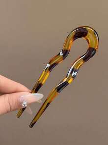 1pc French Barrette U-Shaped Hair Clip, Vintage Glossy Hair Bun Accessory, Chinese Hair Decoration, Bun Extension, Hair Styling Pins - Multicolor - View 11